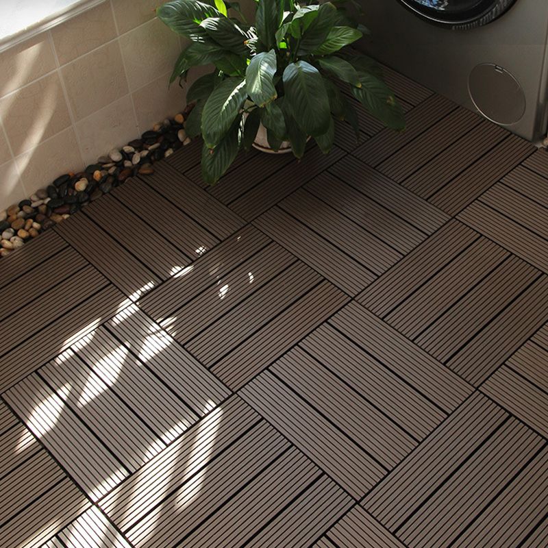 Avtoit | 12" X 12" PVC 6-Slat Square Patio Tiles Snap Fit Installation Outdoor Floor Tiles