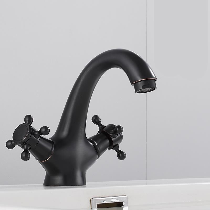 Avtoit | Centered Basin Mixer Single Hole Bathroom Faucet with 2 Cross Handles