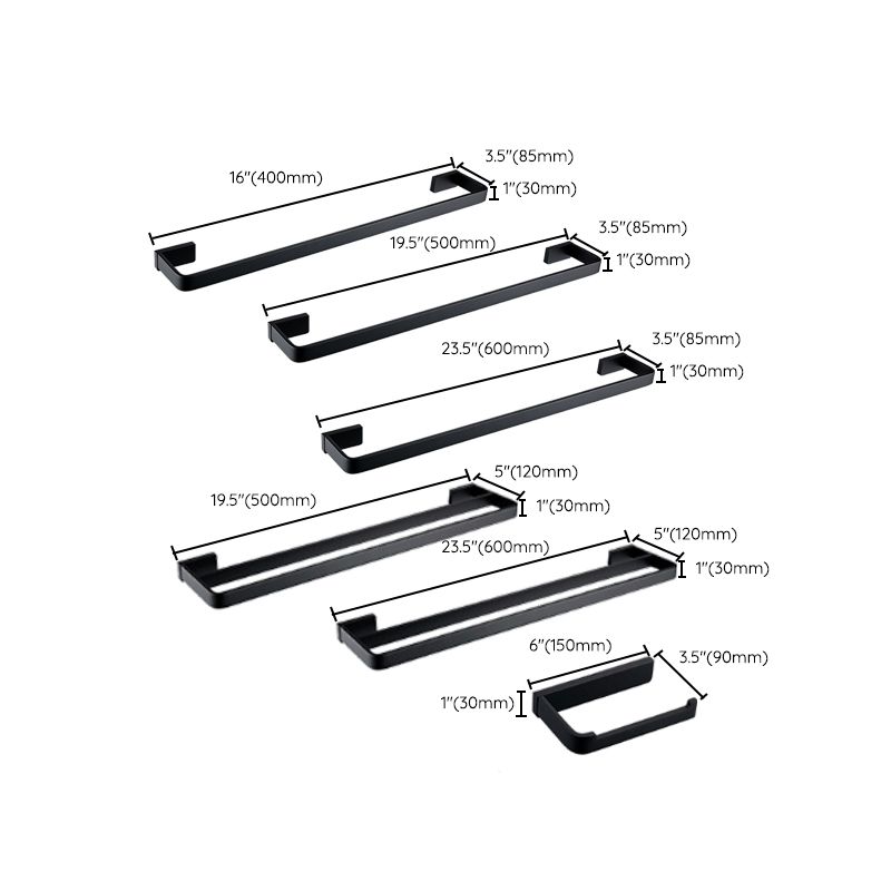 Avtoit | Black Bathroom Accessories Hardware Set with Towel Rail and Bath Shelf