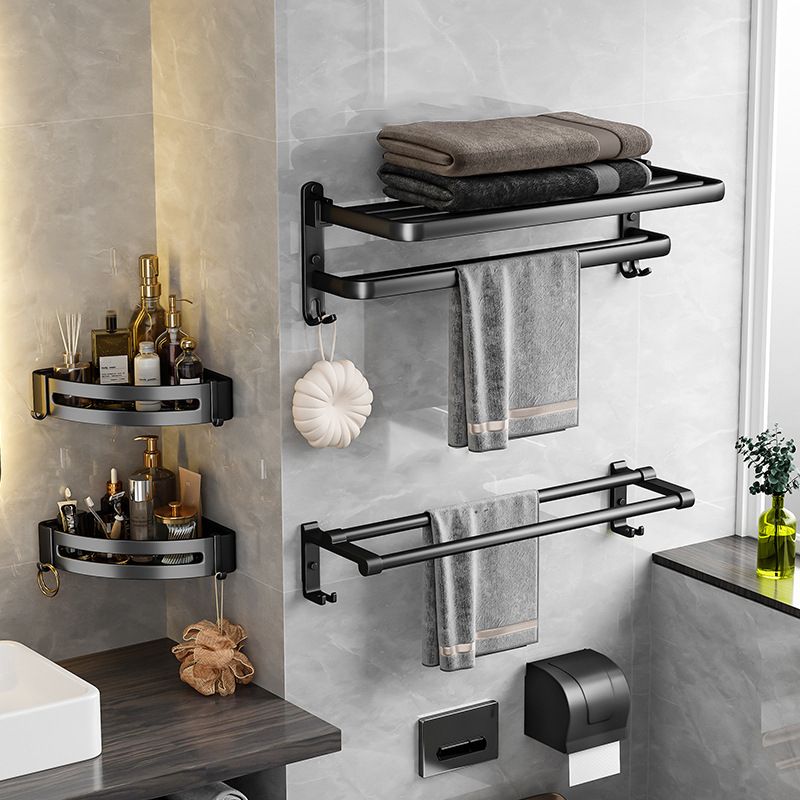 Avtoit | Black Aluminum Bathroom Accessory Set Modern Bathroom Shelf / Towel Bar & Paper Holder