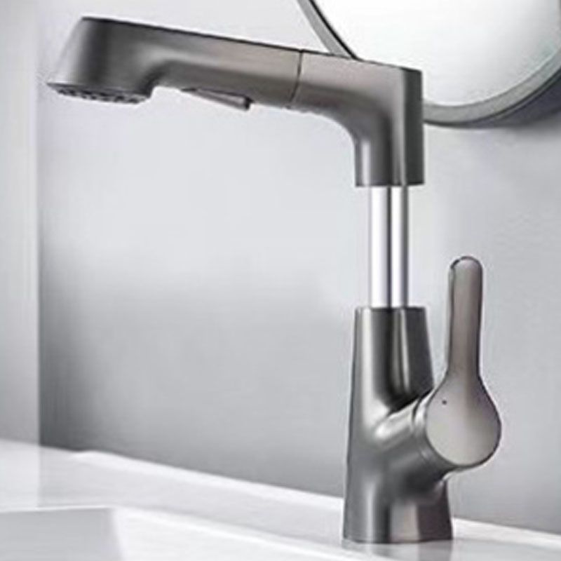 Avtoit | Modern Sink Faucet Lever Handle Copper Low Arc Pull-Out Sink Faucet