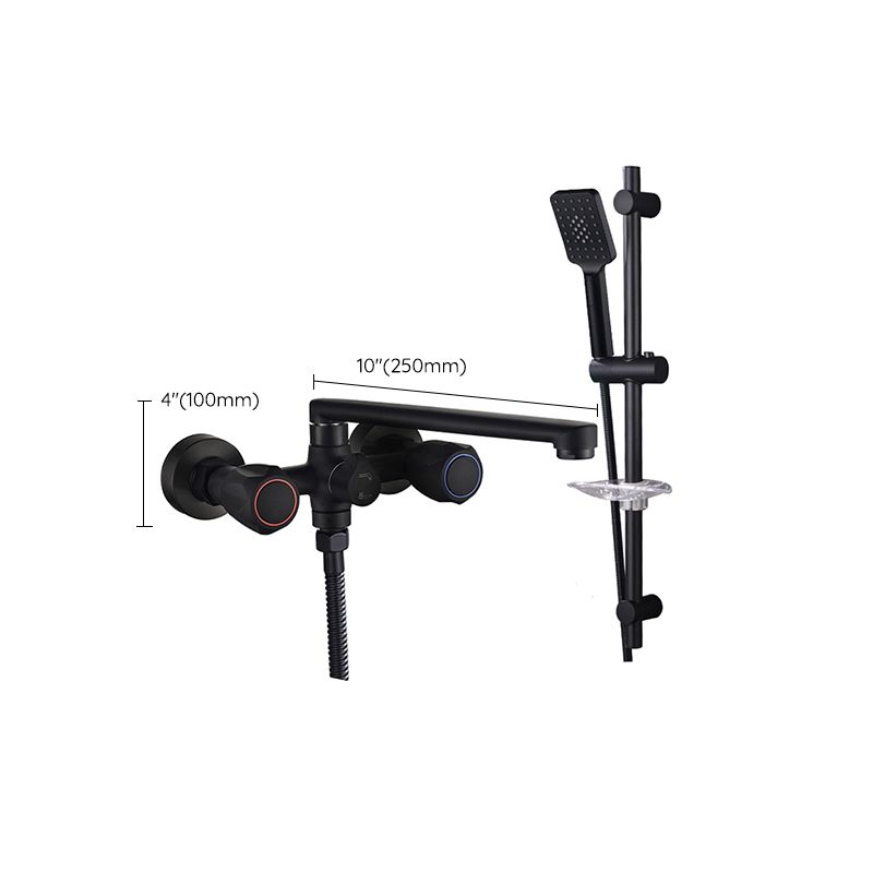 Avtoit | Modern Bathtub Faucet Trim Black Wall Mounted Swivel Spout with Hand Shower