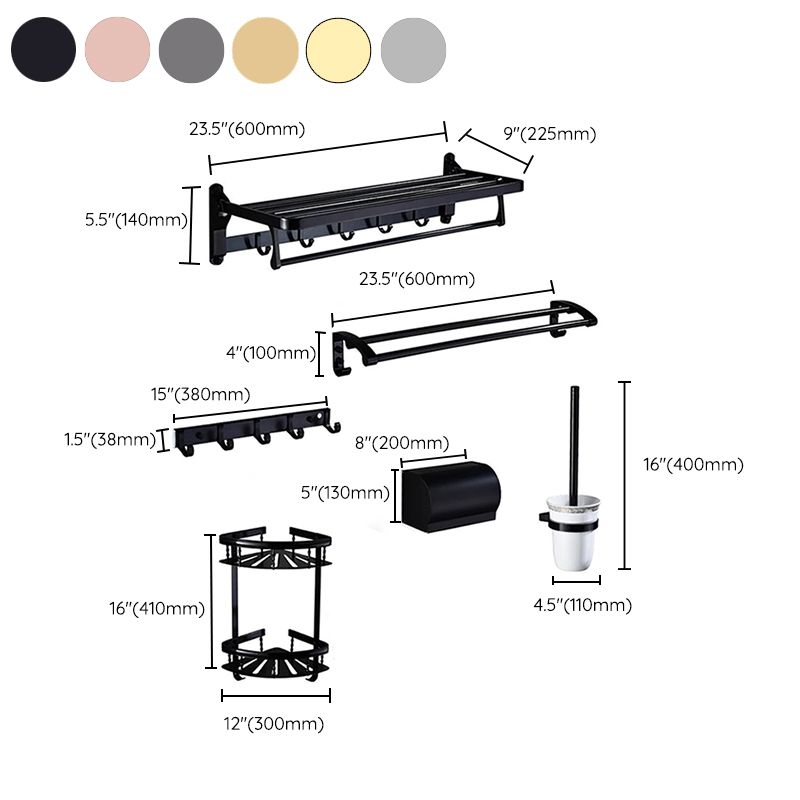 Avtoit | Modern 5/6-piece bathroom accessory set with bathroom shelf/robe hooks/towel bar