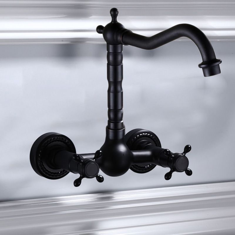 Avtoit | Black Wall-Mounted Bathroom Faucet American Classic Widespread Sink Faucet