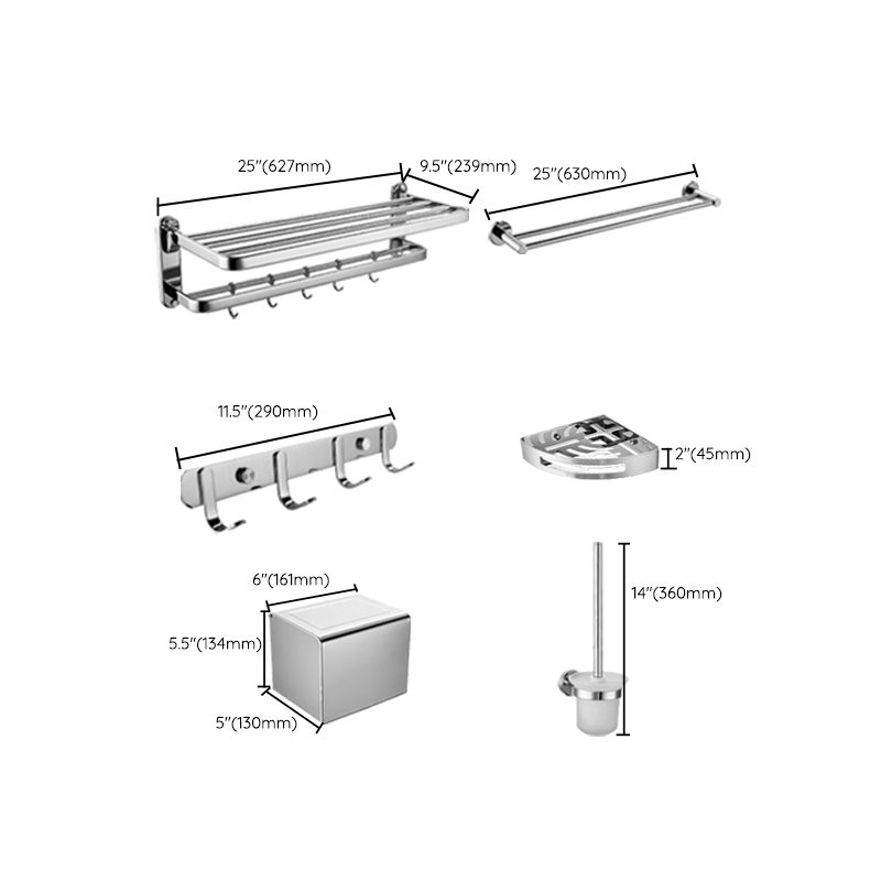 Avtoit | Modern Steel Bathroom Accessory Set Silver Bathroom Accessory Kit