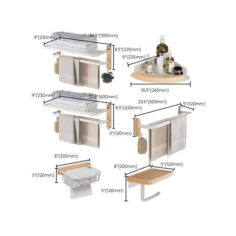 Avtoit | White Metal and Solid Wood Bathroom Accessories Hardware Set