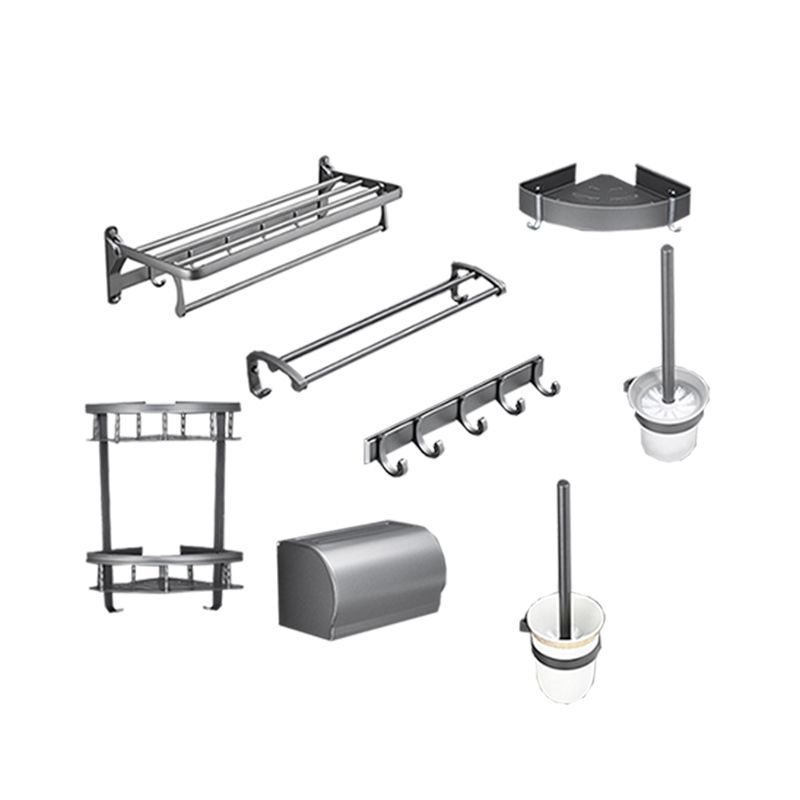 Avtoit | Gray 6/7-piece modern bathroom accessory set bathroom shelf/bath towel hooks/towel bar included