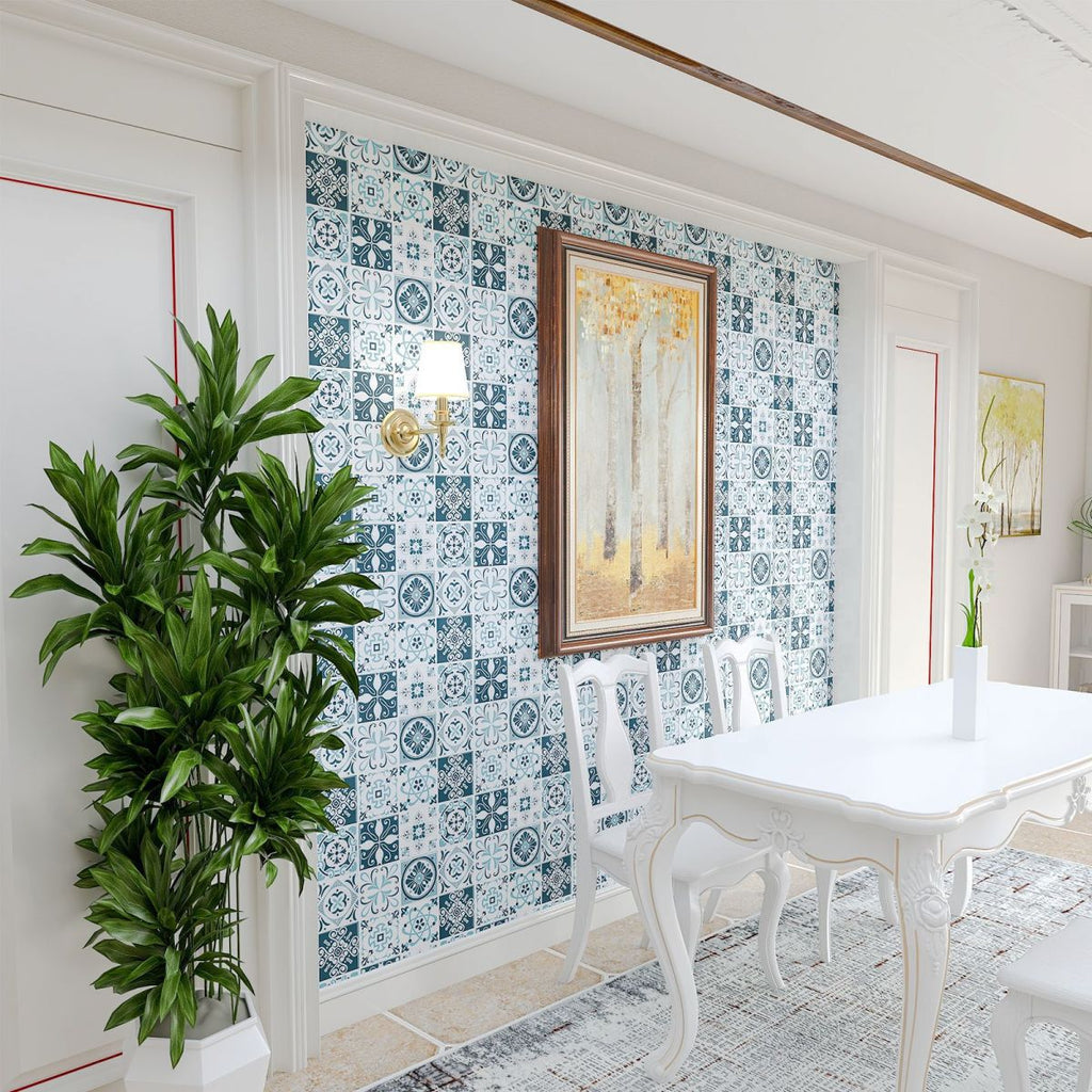 Avtoit | Plastic Peel & Stick Tile Square Stain Resistant Wallpaper for Back Wall