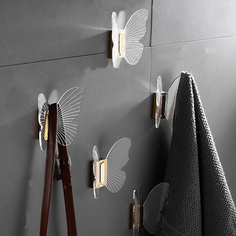 Avtoit | Modern Brass Bathroom Accessory Set Acrylic Butterfly Theme Bathrobe Hooks