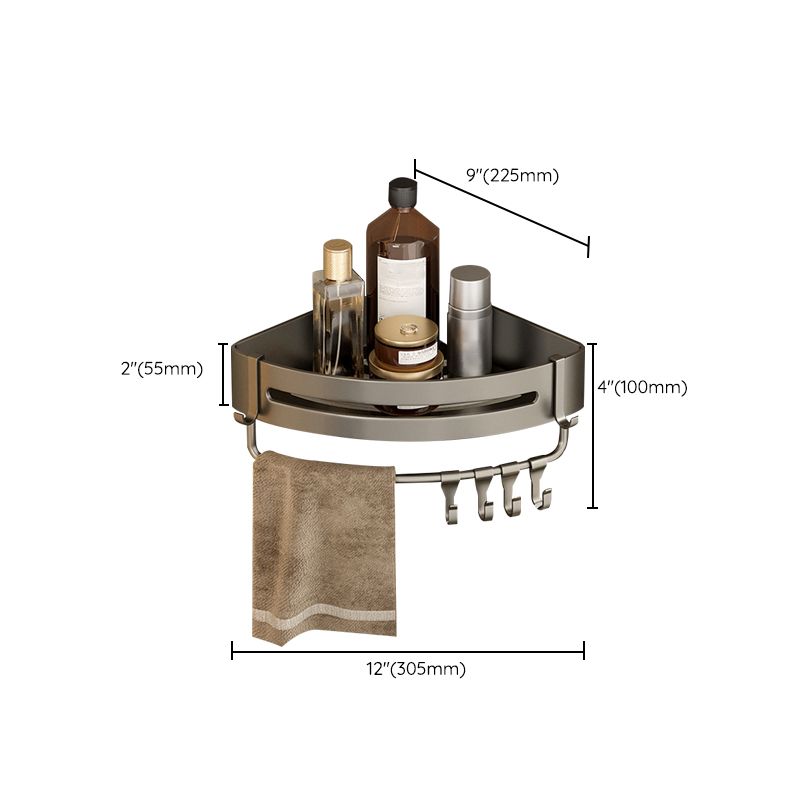 Avtoit | Contemporary Aluminum Bathroom Accessory Set Gray Bath Shelf