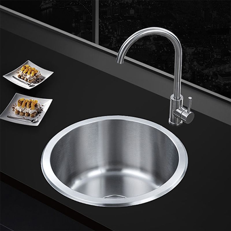 Avtoit | Contemporary Single Basin Kitchen Sink Round Stainless Steel Sink with Drain Strainer Set