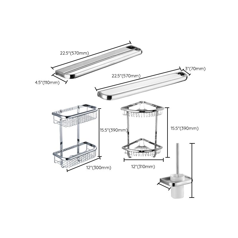 Avtoit | Contemporary silver bathroom set with bathroom shelf and towel rail