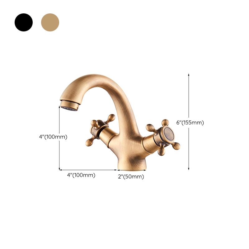 Avtoit | Glam Vanity Sink Faucet Brass Cross Handles Low Arc Basin Faucet