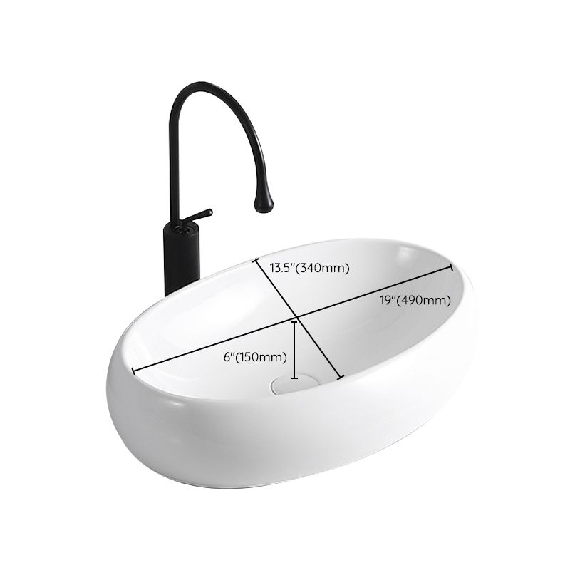 Avtoit | Modern Vessel Sink Porcelain Rectangular Vessel Sink (Not Including Faucet)