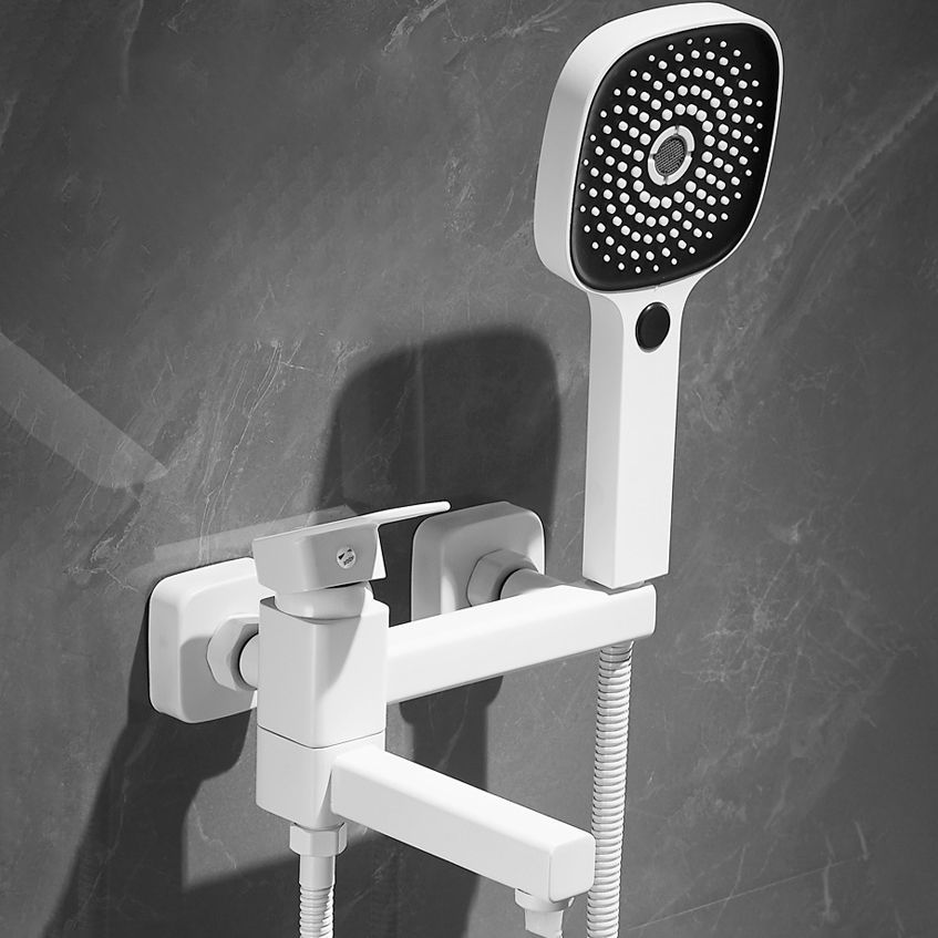 Avtoit | White Bath Water Faucet Trim Single Lever Handle Swivel Spout Wall Mounted Hand Shower Bathtub Filler