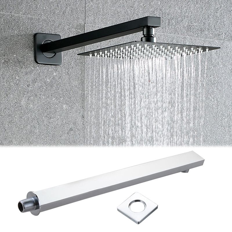 Avtoit | Black Square Fixed Shower Head Modern Style Wall Mounted Shower Head