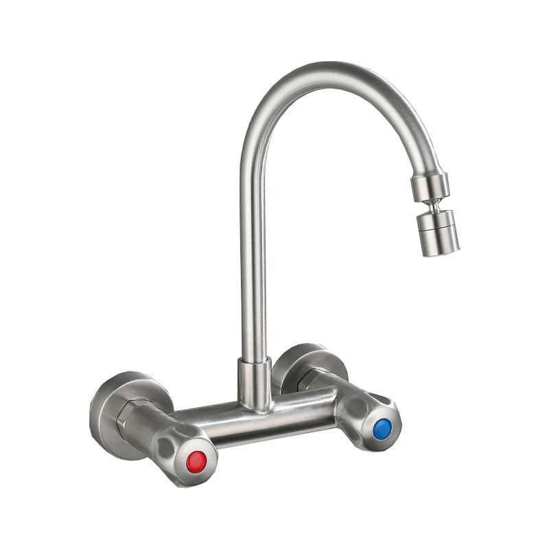 Avtoit | Round 2-Handle Bathroom Faucet Single Hole Wall Mounted Bathroom Faucet