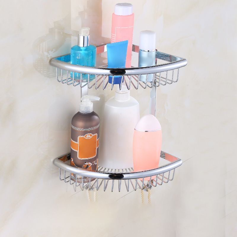Avtoit | Contemporary silver bathroom set with bathroom shelf and towel rail