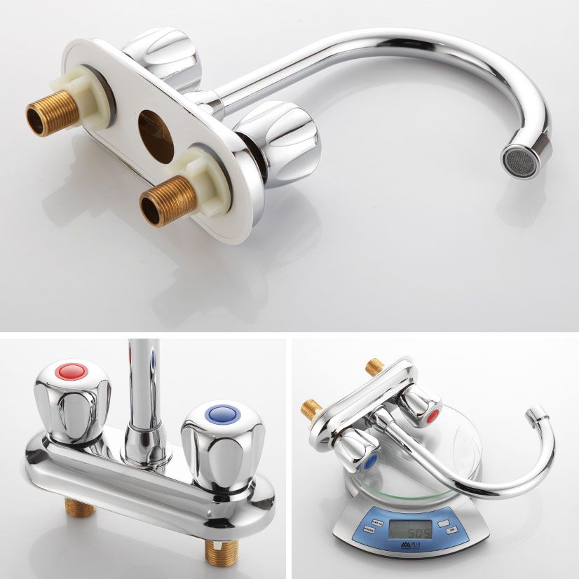 Avtoit | Modern Center Set Mixer Tap Chrome 2 Knob Handles Swivel Spout Basin Mixer Tap