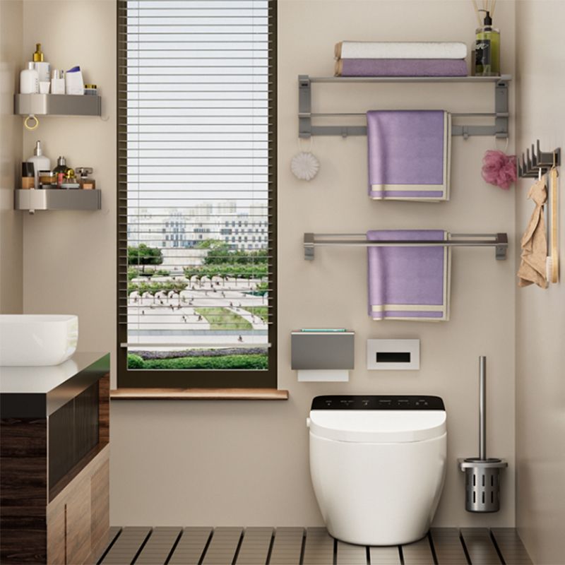 Avtoit | Modern Gray Bathroom Accessories Set Bathroom Shelf Towel Bar Bathroom Accessories Set