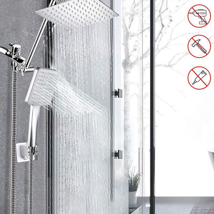 Avtoit | Contemporary Pull Down Dual Shower Head Square High Arc Shower Head Combo in Chrome