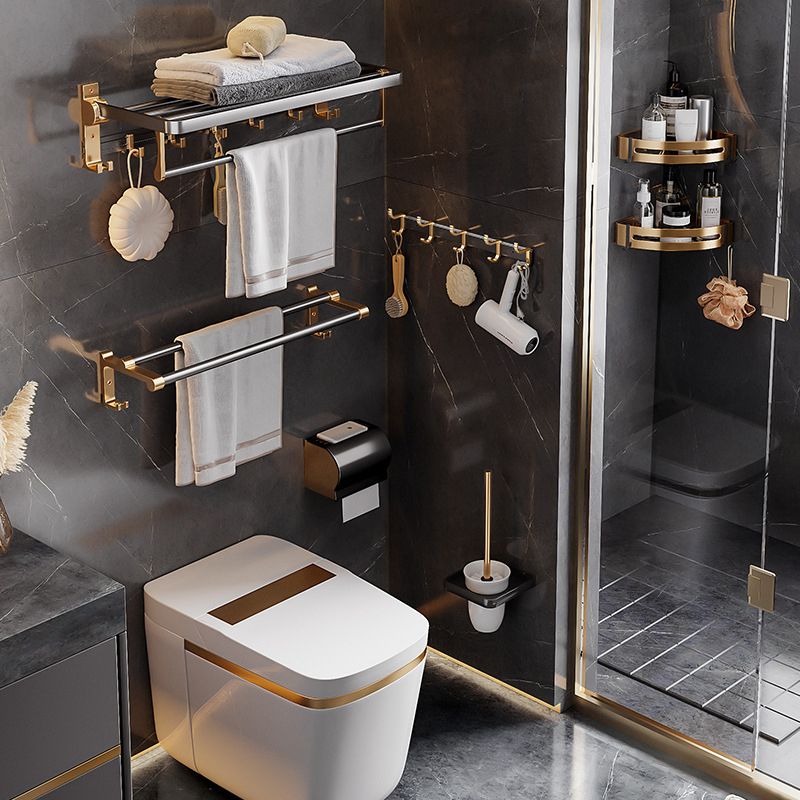 Avtoit | Black and Brass Bathroom Hardware Set Modern Stainless Steel Bathroom Shelf/Towel Holder/Paper Holder