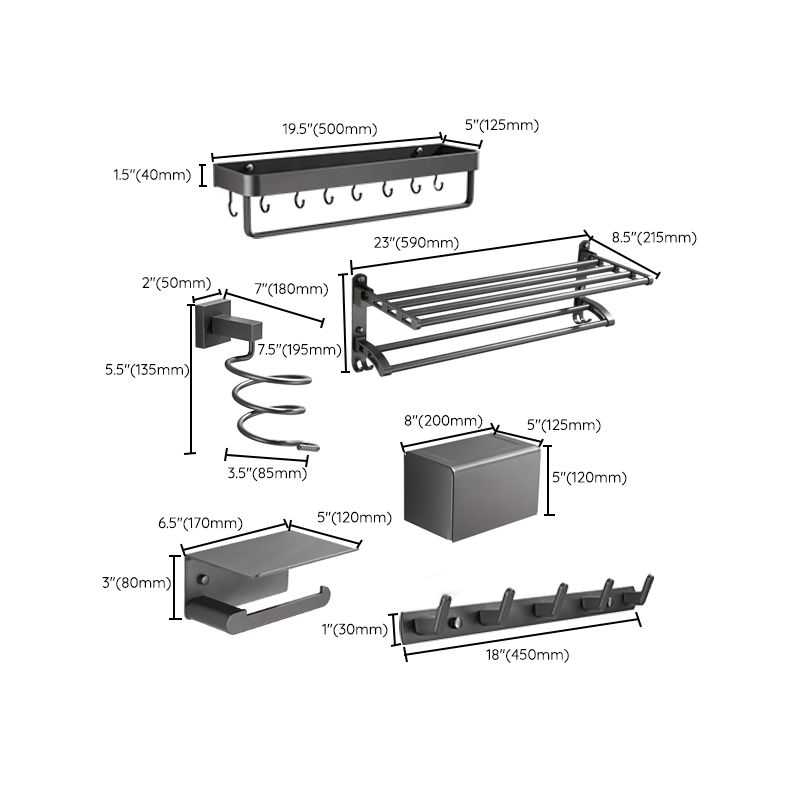 Avtoit | Modern Bathroom Accessories Hardware Set Gray Bathroom Hardware Set