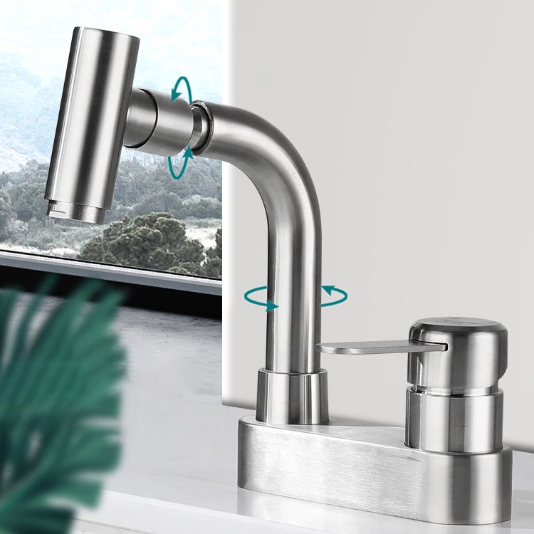Avtoit | Center set bathroom faucet stainless steel lever handle 2 holes swivel sink faucet