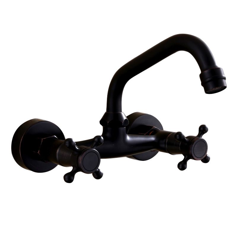 Avtoit | Black Wall-Mounted Bathroom Faucet American Classic Widespread Sink Faucet