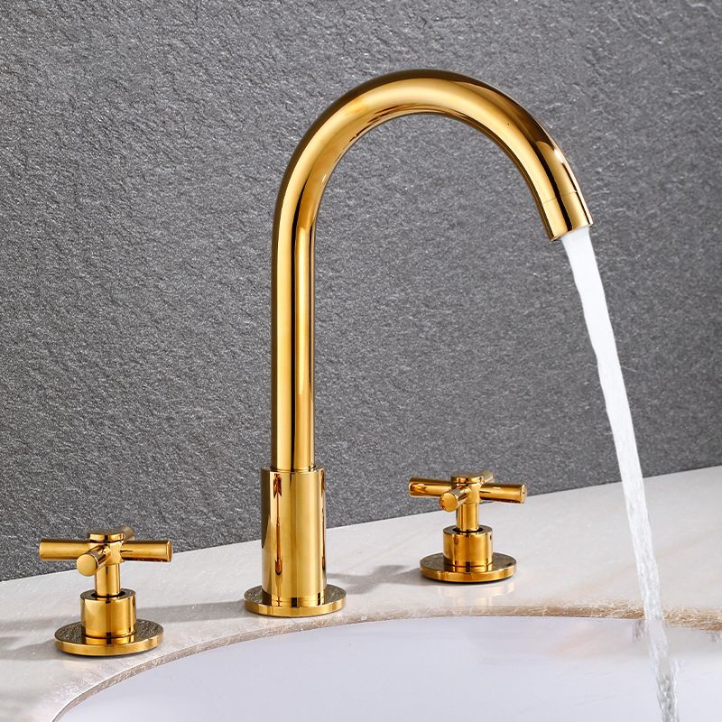 Avtoit | Goose Neck Bathroom Basin Faucet 2 Handles Hot and Cold Water Basin Faucet with Drain