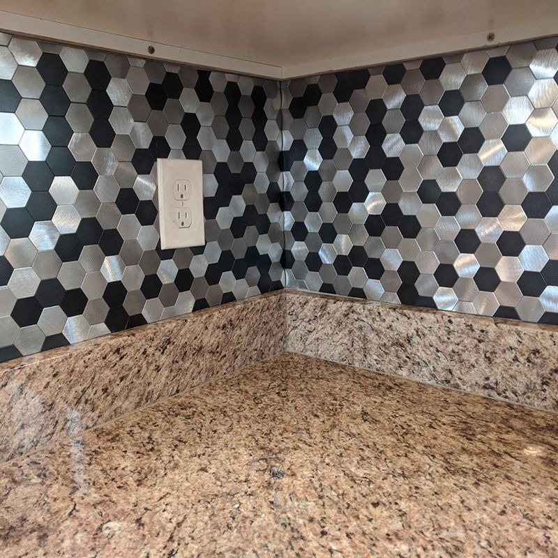 Avtoit | Modern Tile-Peel & Stick Metal Mosaic Tile Hexagon Peel & Stick Subway Tile