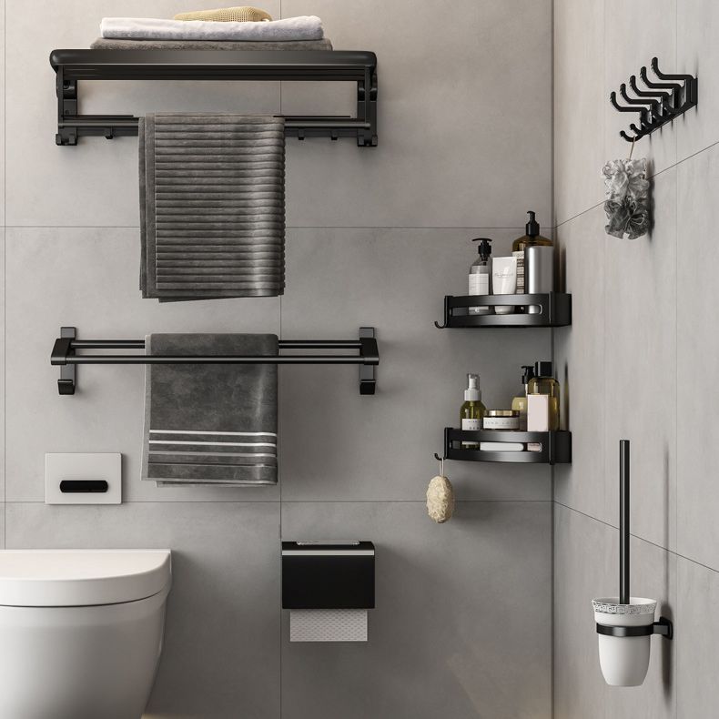 Avtoit | Contemporary Bathroom Accessory Set Matte Black Bathroom Set with Bathrobe Hooks/Towel Bar