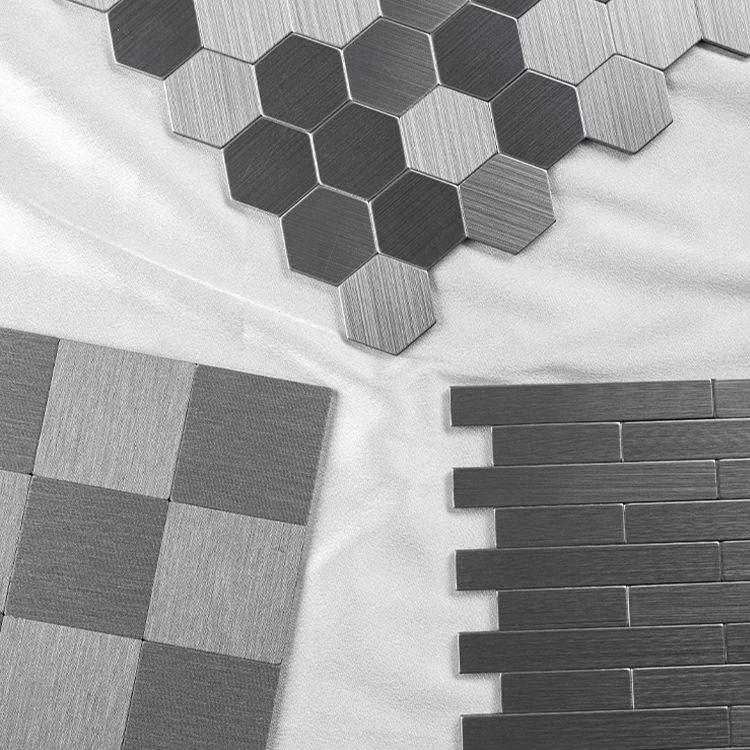 Avtoit | Subway Tile Wallpaper Contemporary Peel and Stick Wall Tile with Metal Look