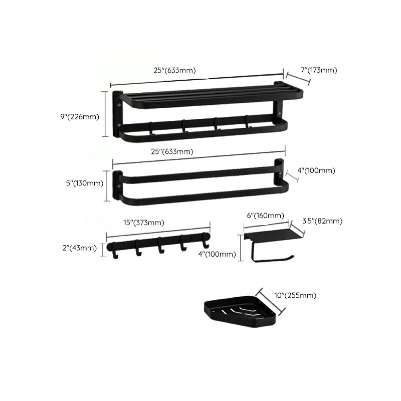 Avtoit | Modern black bathroom accessories set towel holder bathroom shelf bathroom faucet set
