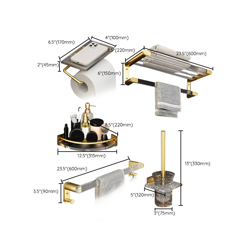 Avtoit | 6-piece bathroom accessory set made of gold-colored metal bathroom hardware set