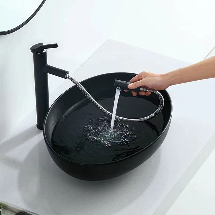 Avtoit | Modern Vessel Bathroom Sink Oval Porcelain with Pop-Up Drain System Vessel