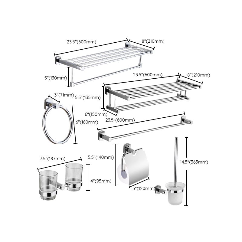 Avtoit | Contemporary Bathroom Accessories Hardware Set made of silver metal