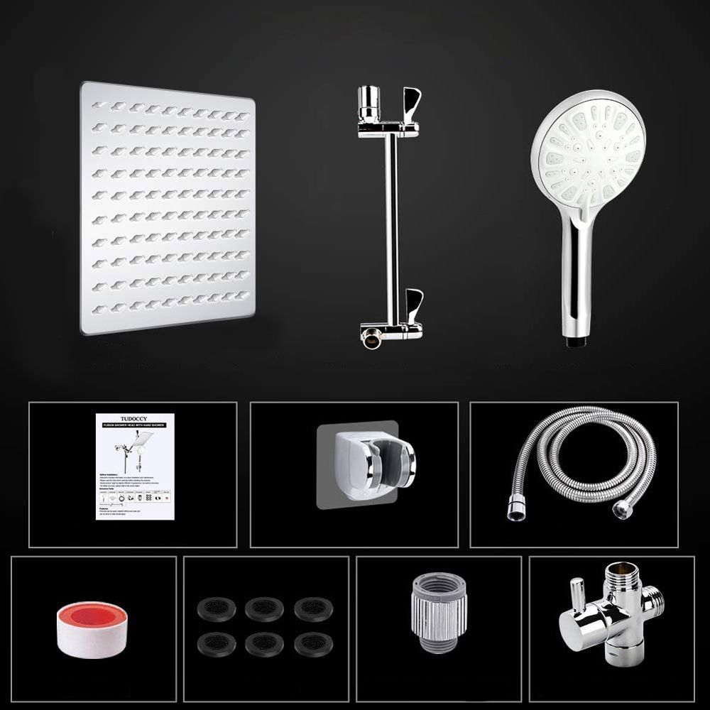 Avtoit | Modern Dual Shower Head Square High Arc Shower Head in Silver