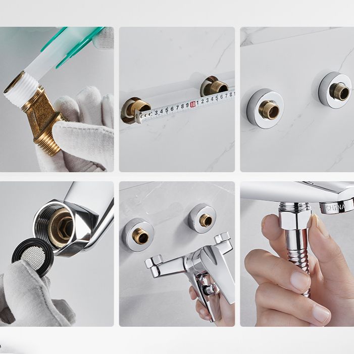 Avtoit | Contemporary Wall-Mounted Bathroom Faucet Lever Handles 2-Hole Faucet Brass Faucet