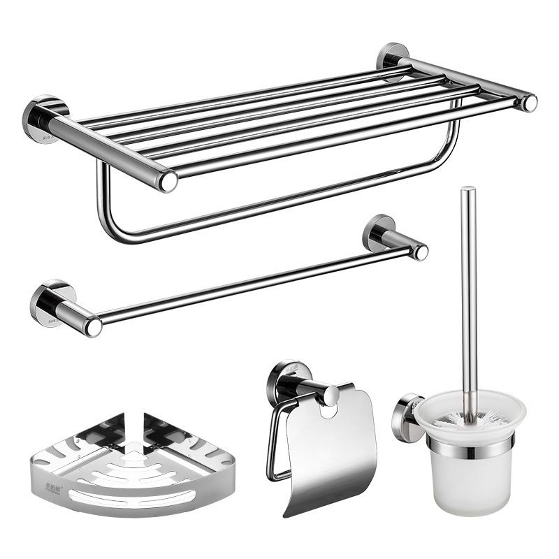 Avtoit | Polished Chrome 5-piece modern bathroom accessory set with bathroom shelf