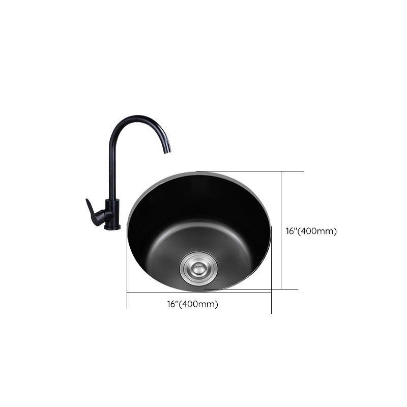 Avtoit | Stainless Steel Round Sink in Black Single Basin Undermount Sink with Basket Strainer