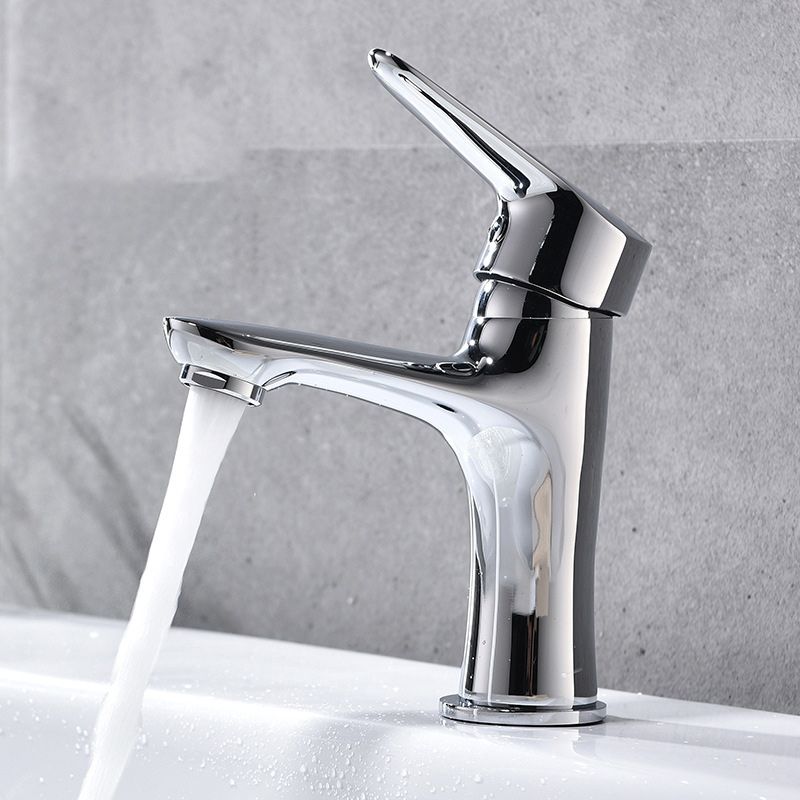 Avtoit | Basic Metal Sink Faucet Silver Bathroom Faucet with Lever Handle