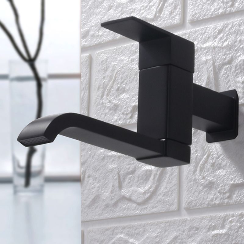 Avtoit | Contemporary Wall Mounted Bathroom Faucet Lever Handles Low Arc Swivel Brass Faucet