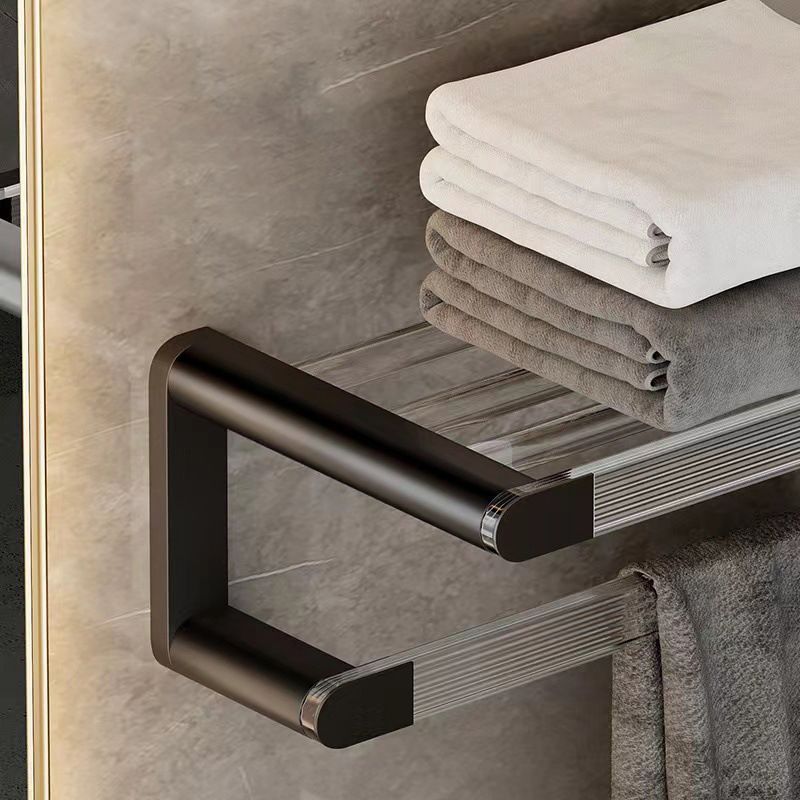 Avtoit | Mattes Black Bathroom Hardware Set Metal & Acrylic Bathroom Shelf/Towel Holder/Bathrobe Hook