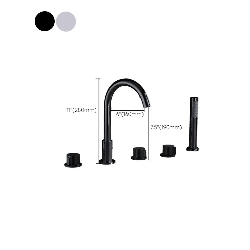 Avtoit | Contemporary Bathroom Faucet Deck Mount Copper Low Arc Swivel Roman Bathtub Faucet Set