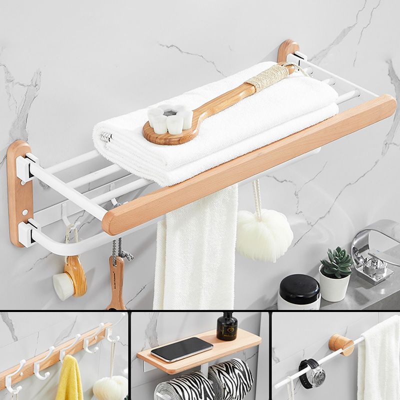 Avtoit | White 7-piece bathroom accessory set wood and metal bath set