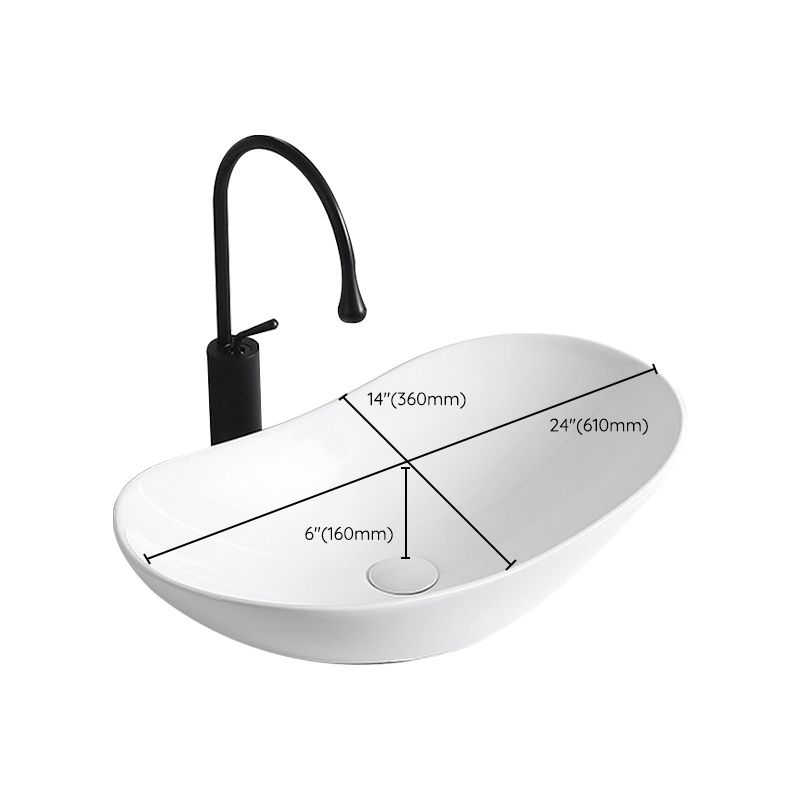 Avtoit | Modern Vessel Sink Porcelain Rectangular Vessel Sink (Not Including Faucet)
