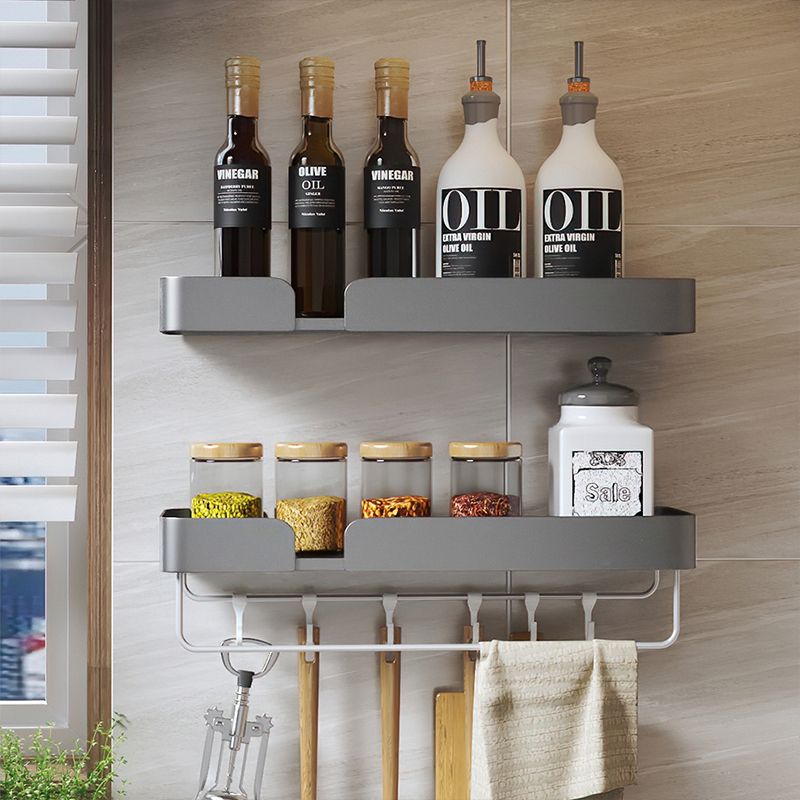 Avtoit | 3-piece modern bathroom hardware set aluminum bathroom shelf in gray