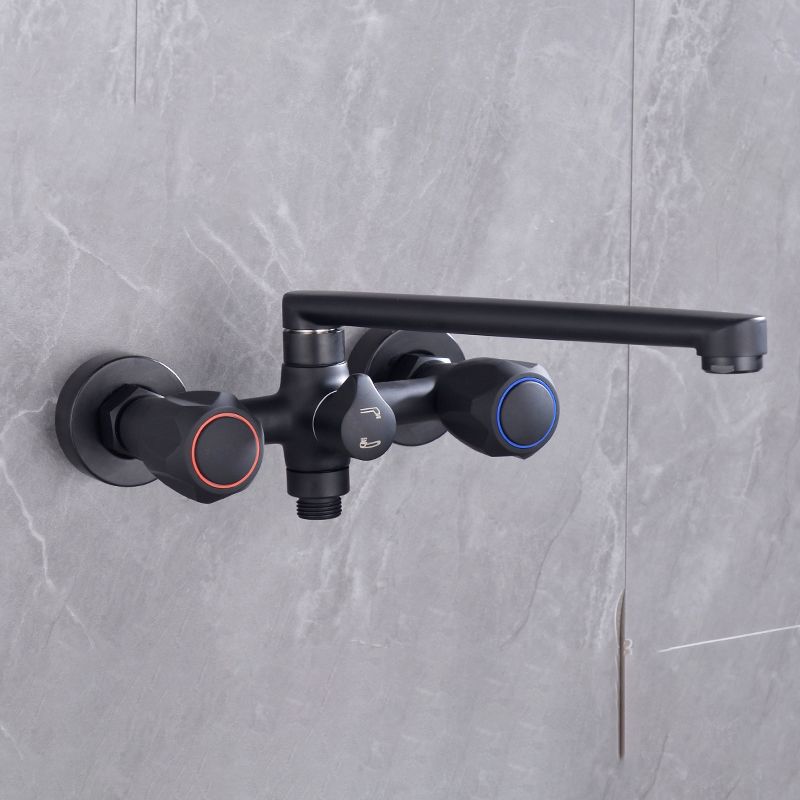 Avtoit | Modern Bathtub Faucet Trim Black Wall Mounted Swivel Spout with Hand Shower