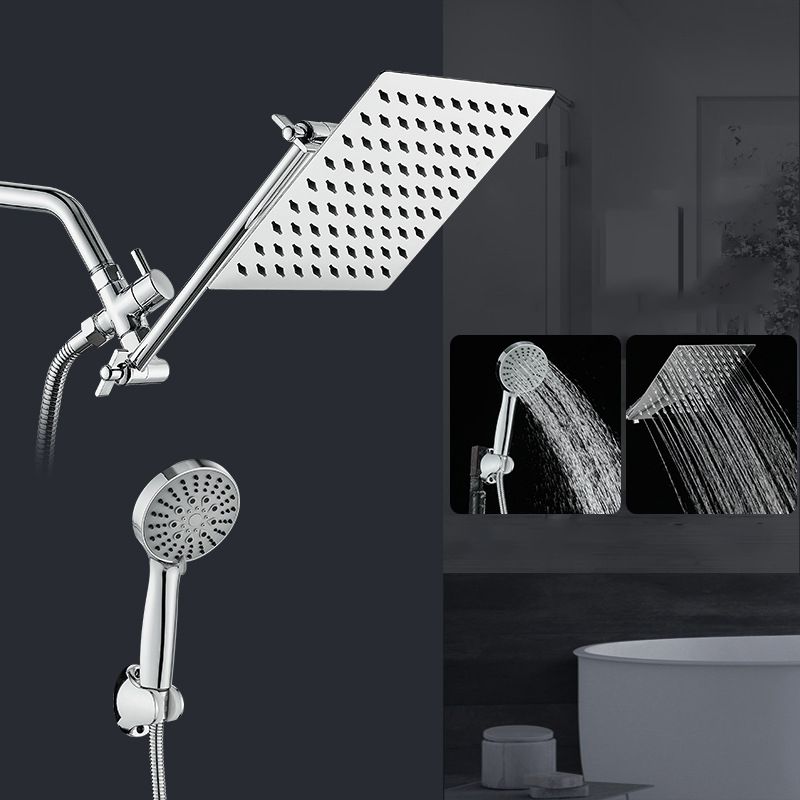 Avtoit | Silver Square Fixed Shower Head Modern Style Wall Mounted Shower Head